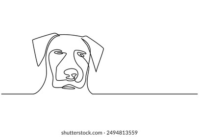 continuous line drawing cute dog, Continuous one line drawing of a dog. Dog one line drawing minimalist style