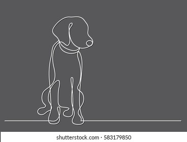 Continuous Line Drawing Of Cute Dog