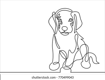 continuous line drawing of cute dog