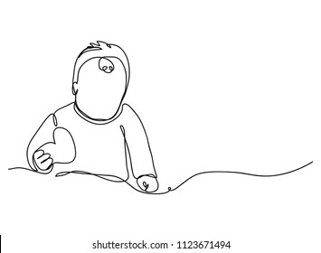 continuous line drawing of a cute little baby and young children's  vector illustration.