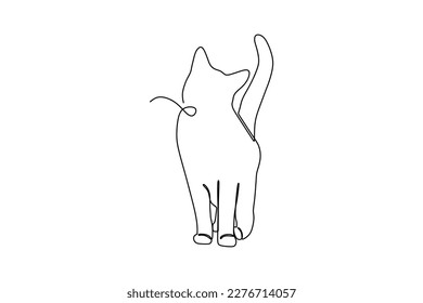 dibujo de línea continua de lindo gatito de pelo largo