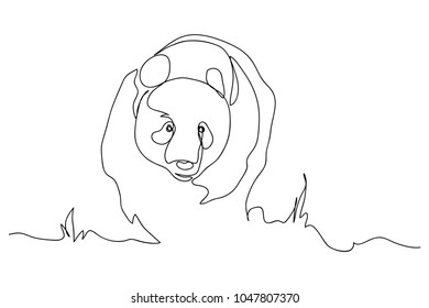 continuous line drawing of cute panda wildlife zoo vector illustration.