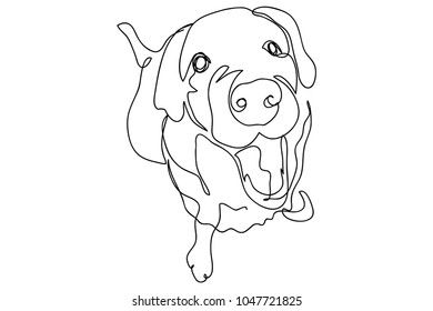 continuous line drawing of a cute pet dog vector illustration.