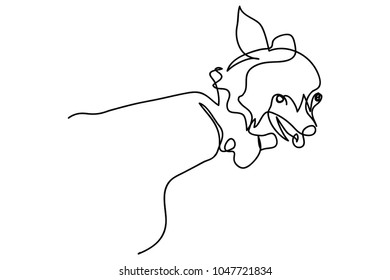 continuous line drawing of a cute pet dog vector illustration.