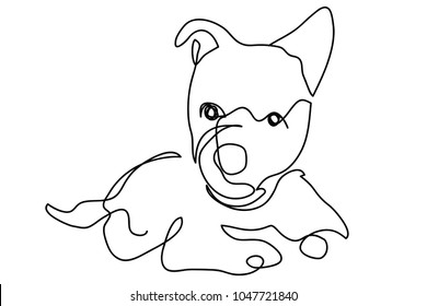continuous line drawing of a cute pet dog vector illustration.
