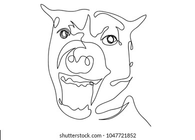 continuous line drawing of a cute pet dog vector illustration.