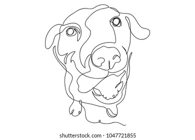 continuous line drawing of a cute pet dog vector illustration.