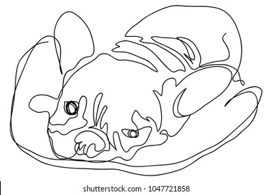 continuous line drawing of a cute pet dog vector illustration.