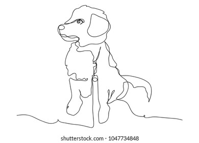 continuous line drawing of a cute pet dog vector illustration.