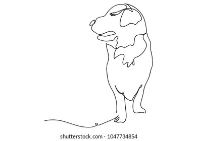continuous line drawing of a cute pet dog vector illustration.