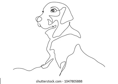 continuous line drawing of a cute pet dog vector illustration.
