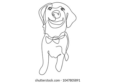 continuous line drawing of a cute pet dog vector illustration.
