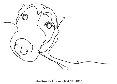 continuous line drawing of a cute pet dog vector illustration.
