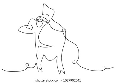 continuous line drawing of cute pig vector illustration simple concept