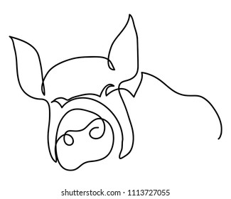 continuous line drawing of cute pig vector illustration simple concept