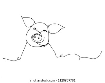 continuous line drawing of cute pig vector illustration simple concept zodiac pig.