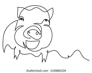 continuous line drawing of cute pig vector illustration simple concept zodiac pig.