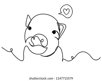 
continuous line drawing of cute pig vector illustration simple concept zodiac pig.
