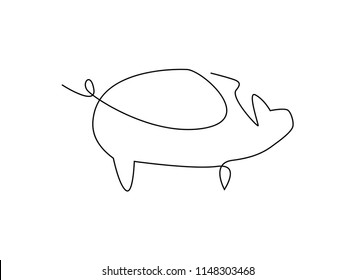 continuous line drawing of cute pig vector illustration simple concept zodiac pig.