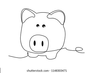 continuous line drawing of cute pig vector illustration simple concept zodiac pig.