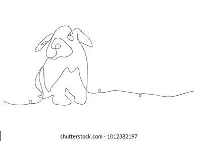 continuous line drawing of cute rabbit vector