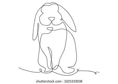 continuous line drawing of cute rabbit vector illustration