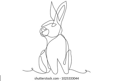 Continuous Line Drawing Of Cute Rabbit Vector Illustration