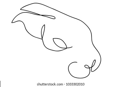 continuous line drawing of cute rabbit pet Easter illustrator