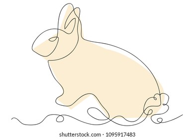 continuous line drawing of cute rabbit Easter concept vector illustration