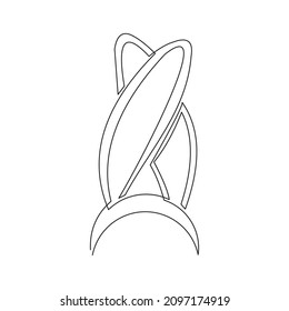 Continuous line drawing of cute rabbit ears. Single one line art of beautiful bunny rabbit animal pet headband fashion costume. Vector illustration