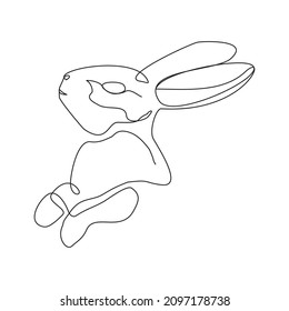 Continuous line drawing of cute rabbit squirrel portrait close up. Single one line art of beautiful bunny rabbit head animal pet. Vector illustration