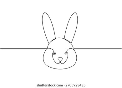 Dibujo de línea continua de una linda cabeza de conejo sobre fondo blanco