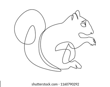 continuous line drawing of cute squirrel vector illustration