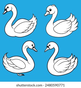 Dibujo de línea continua de cisne lindo. Simple Ilustración vectorial de contorno de cisne.