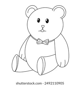 Continuous line drawing of cute wild bear. Draw design vector graphic illustration