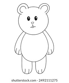 Continuous line drawing of cute wild bear. Draw design vector graphic illustration