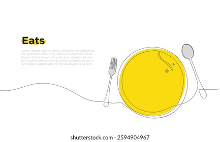 A continuous line drawing of cutlery premium vector