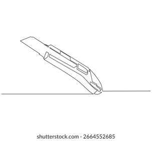 Continuous line drawing of Cutter. Single line illustration of Cutter. Back to School concept. Editable outline