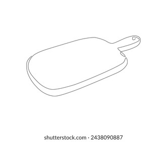 Continuous Line Drawing Of Cutting Board. One Line Of Cooking Utensils Concept. Cutting Board Continuous Line Art. Editable Outline.