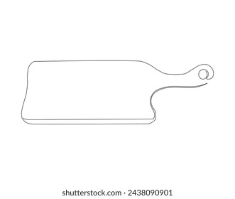 Continuous Line Drawing Of Cutting Board. One Line Of Cooking Utensils Concept. Cutting Board Continuous Line Art. Editable Outline.