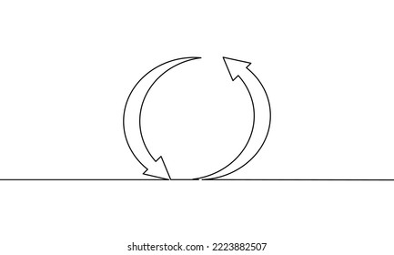 Continuous line drawing of cycle arrow, business growth, object one line, single line art, vector illustration