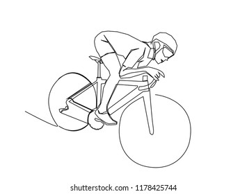 continuous line drawing of cycling, sports, health, fitness concept vector illustration simple.