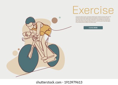 continuous line drawing of cycling, sports, health, fitness concept vector illustration simple.