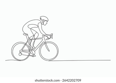 Continuous line drawing cyclist riding road bike