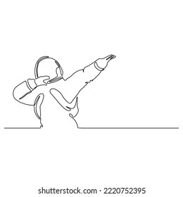 Dibujo continuo de la línea del astronauta bailarín