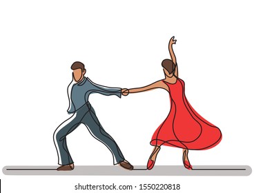 continuous line drawing of dancing couple