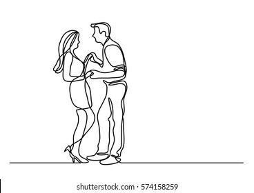 dibujo de línea continua de la pareja de baile