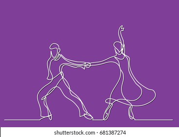 Continuous Line Drawing Dancing Couple 스톡 벡터(로열티 프리) 681387274