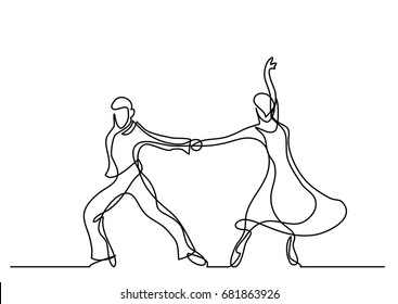 continuous line drawing of dancing couple