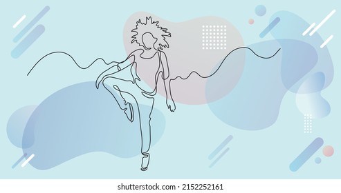 continuous line drawing of dancing woman